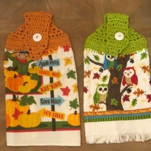 2 Fall Crocheted Kitchen Towels